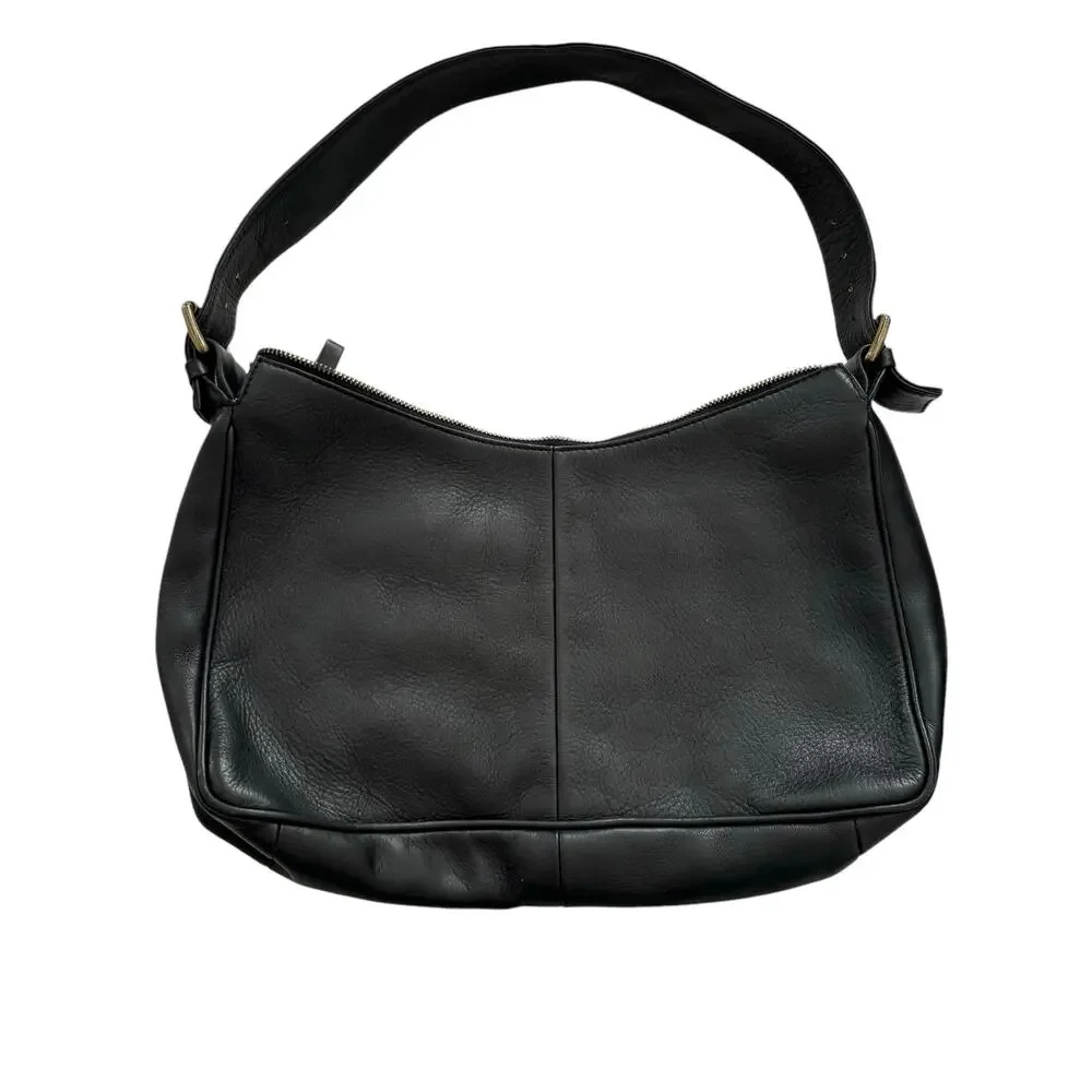 HOBO INTERNATIONAL BLACK LEATHER SHOULDER BAG CASUAL CLASSIC 13"x 8" - Picture 11 of 12